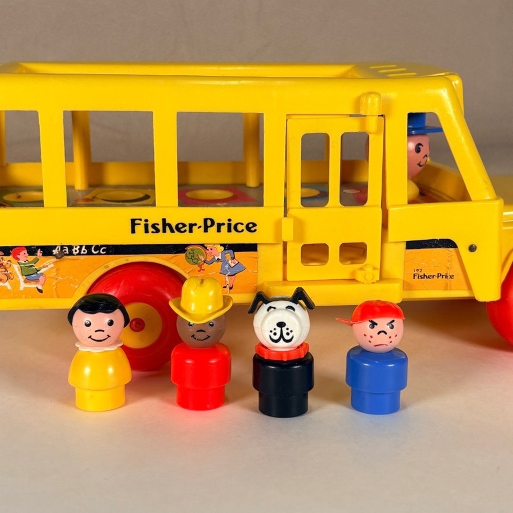 Vintage 1988‎ Fisher-Price Little People School Bus 192 4 Figures - Picture 6 of 12